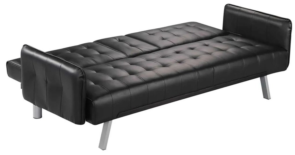 Καναπές Κρεβάτι WELLS PU Μαύρο 188x82x80cm Bed:168x100x36cm