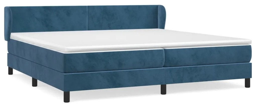 vidaXL Κρεβάτι Boxspring με Στρώμα Σκούρο Μπλε 200x200 εκ. Βελούδινο