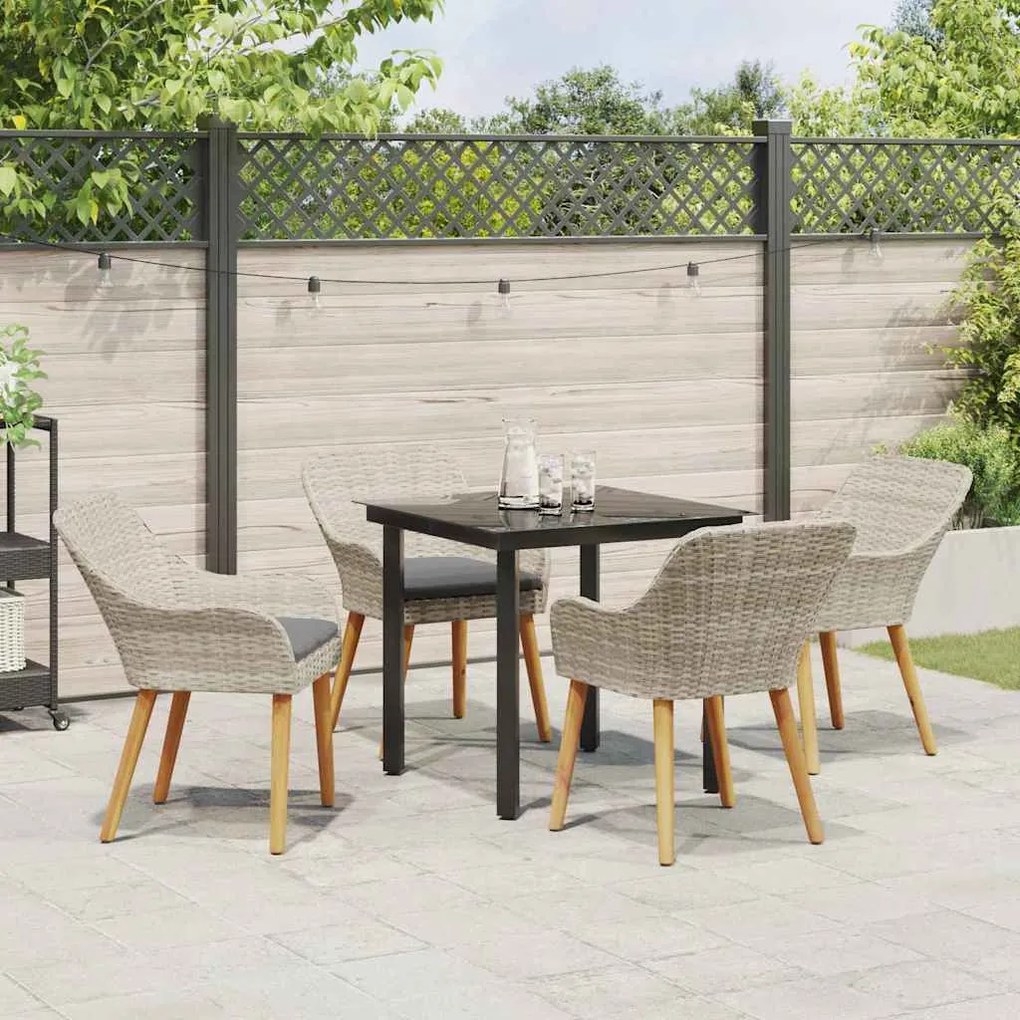 vidaXL Σετ τραπεζαρίας 5 pcs Ανοιχτό γκρι Πολυ ράταν