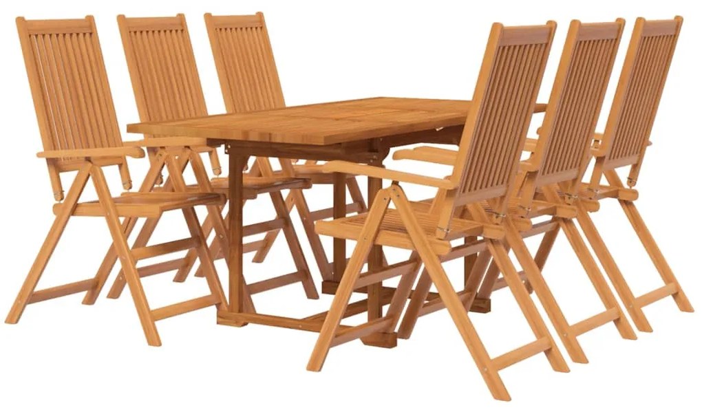 vidaXL Σετ Τραπεζαρίας Κήπου 7 Τεμαχίων από Μασίφ Ξύλο Ακακίας 120-170 εκ.