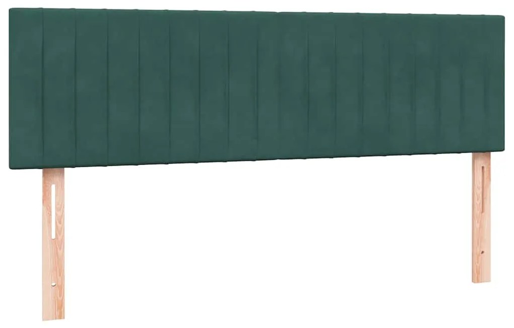 vidaXL Box Spring Κρεβάτι με στρώμα Σκούρο πράσινο 140x220cm Βελούδινο