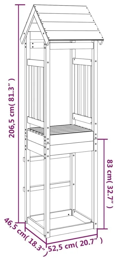 Πύργος Παιχνιδιού 52,5x46,5x206,5 εκ. Μασίφ Ξύλο Ψευδοτσούγκας - Καφέ