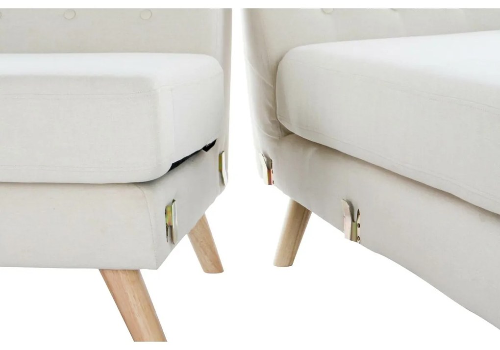 Γωνιακός Καναπές DKD Home Decor Κρεμ ξύλο καουτσούκ 226 x 144 x 84 cm