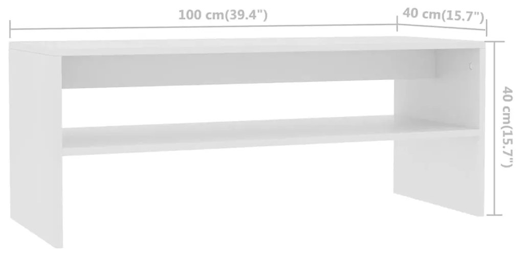 vidaXL Τραπεζάκι Σαλονιού Λευκό 100 x 40 x 40 εκ. από Μοριοσανίδα