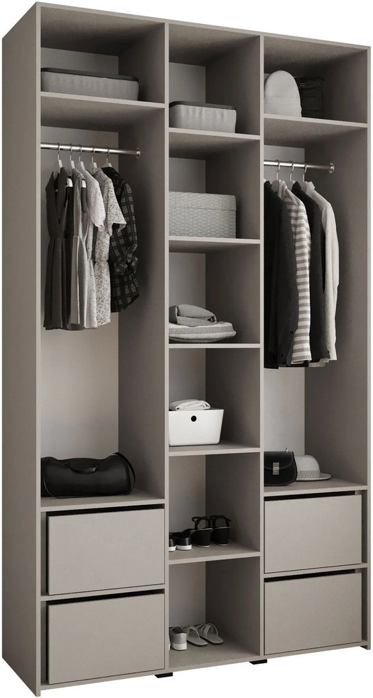 Ντουλάπα Como III 140 Τρίφυλλη-Cashmere - Χρυσό