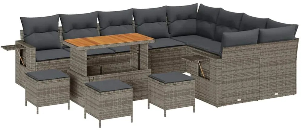 vidaXL Σετ Καναπέ Κήπου με μαξιλάρι 13 pcs Γκρι 110 x 55 x 71 εκ