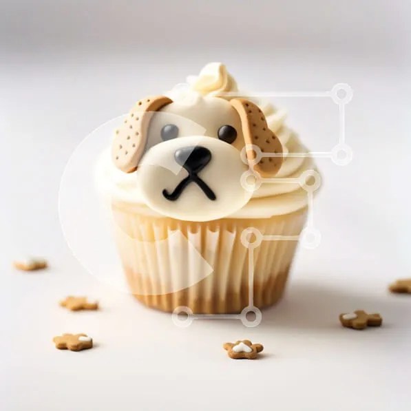 Intra Συλλεκτικό Ξύλινο Παζλ Plywood  4mm - Λαχταριστό Cupcake με χαριτωμένη διακόσμηση προσώπου σκύλου Σε Ξύλινο Κουτί - Διαστάσεις: 10x10 cm – 25 κομμάτια