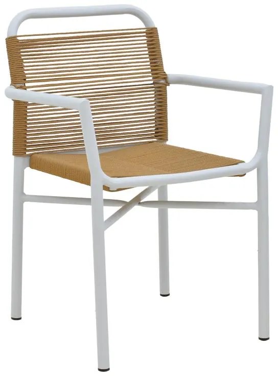 Καρέκλα - Πολυθρόνα αλουμινίου Clutch στοιβαζόμενη λευκός σκελετός-φυσικό rattan 55x56x80 εκ. 55x59x80 εκ.