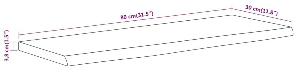 Ράφι Επιτοίχιο Ορθ. Live Edge 80x30x3,8 εκ. Μασίφ Ξύλο Ακακίας - Καφέ