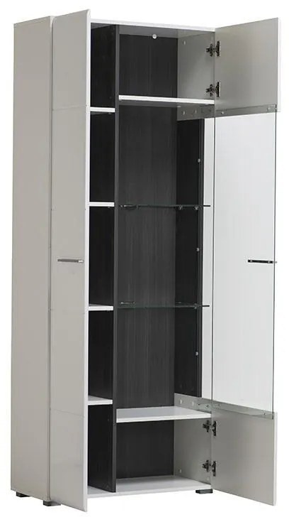 Βιτρίνα Enzo 2Κ VS1 Λευκό-Black Grey Wood-Λευκή Λάκα 77.5*35*190 εκ. 77.5x35x190 εκ.
