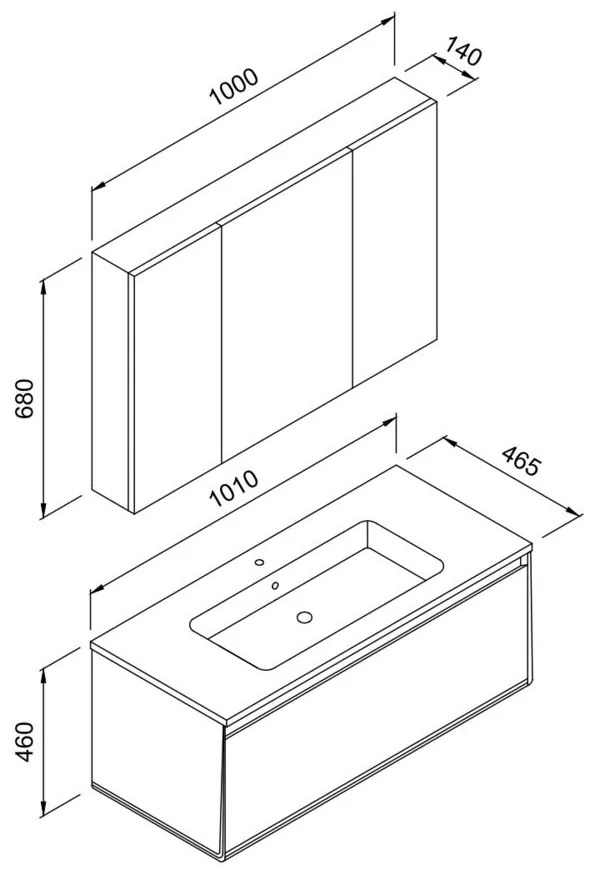 Πάγκος μπάνιου με Νιπτήρα BELLA 100 Μπέζ 101x46.5x46 εκ. 101x46.5x46 εκ.