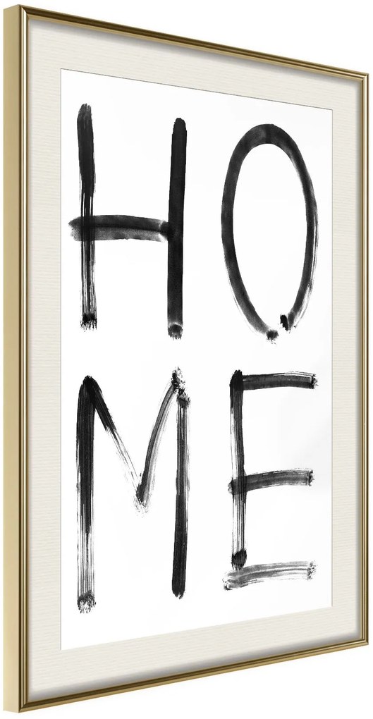 Αφίσα - Simply Home (Vertical) - 20x30 - Χρυσό - Με πασπαρτού