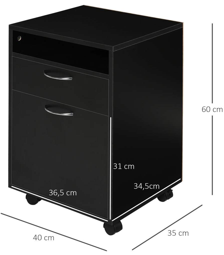 HOMCOM συρταριέρα, συρταριέρα, 1 διαμέρισμα, 1 ράφι, 1 συρτάρι, 40 x 3 x 60 cm, μαύρο