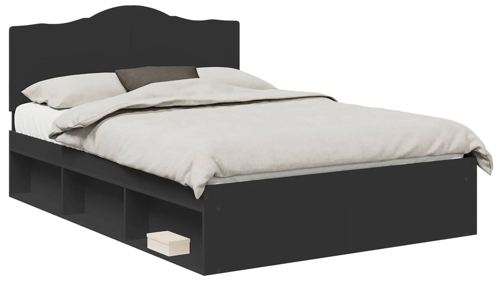 vidaXL Σκελετός Κρεβατιού Μαύρο 160 x 200 cm Στερεά ξυλεία πεύκου