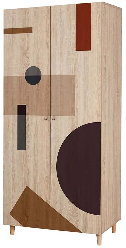 Ντουλάπα Δίφυλλη Lidya 869VEL8676 90x52x192cm Multi Δίφυλλη