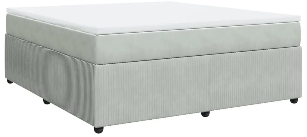 vidaXL Κρεβάτι Boxspring με Στρώμα Ανοιχτό Γκρι 180x200 εκ. Βελούδινο