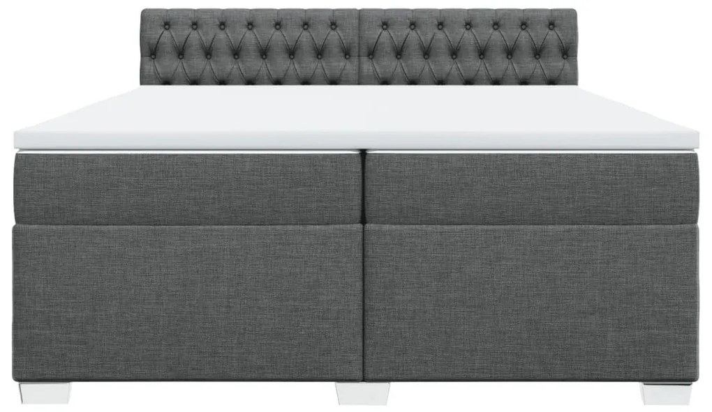 Κρεβάτι Boxspring με Στρώμα Σκούρο Γκρι 200x200 εκ. Υφασμάτινο - Γκρι