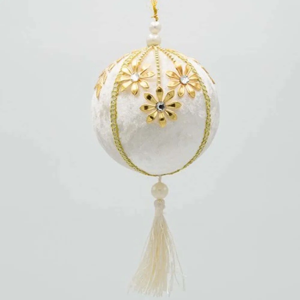 Χριστουγεννιάτικη Μπάλα Βελούδινη 600-46982 10cm Beige