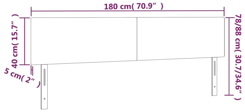 vidaXL Κεφαλάρι Κρεβατιού LED Ανοιχτό Γκρι 180x5x78/88 εκ. Υφασμάτινο
