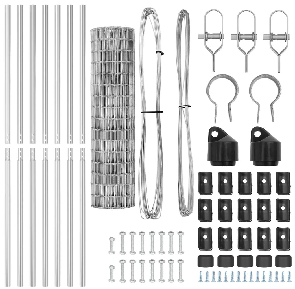 vidaXL Euro Fence με 7 Πόστα 1.4x10 μ Γαλβανισμένος Χάλυβας