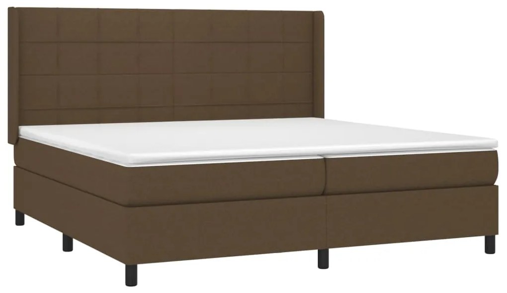 vidaXL Κρεβάτι Boxspring με Στρώμα Σκούρο Καφέ 200x200 εκ. Υφασμάτινο