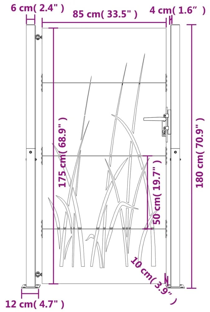 ΠΥΛΗ ΚΗΠΟΥ ΜΕ ΣΧΕΔΙΟ ΓΡΑΣΙΔΙ 105 X 180 ΕΚ. ΑΠΟ ΑΤΣΑΛΙ CORTEN 153230