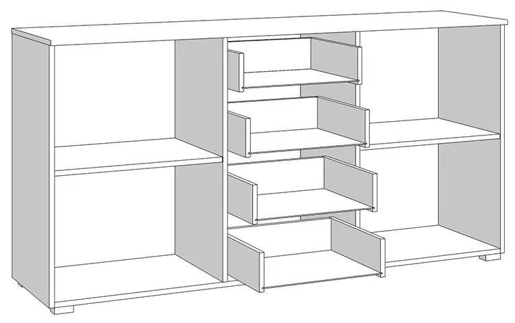 Κομότα - Μπουφές Ksanti 3K4F Λευκή - Λευκή Λάκα 163x40x80.5 εκ. 163x40x80.5 εκ.