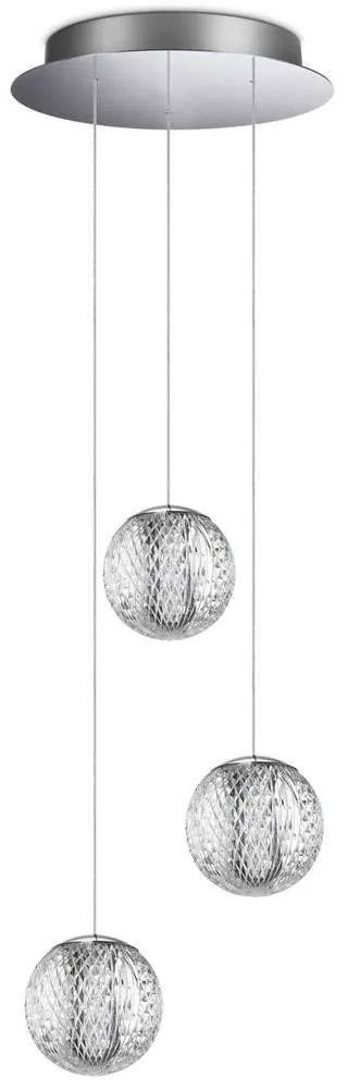 Φωτιστικό Οροφής Diamond 305295 Φ25x215,5cm Led 1750lm 16W 3000K Chrome-Clear Ideal Lux