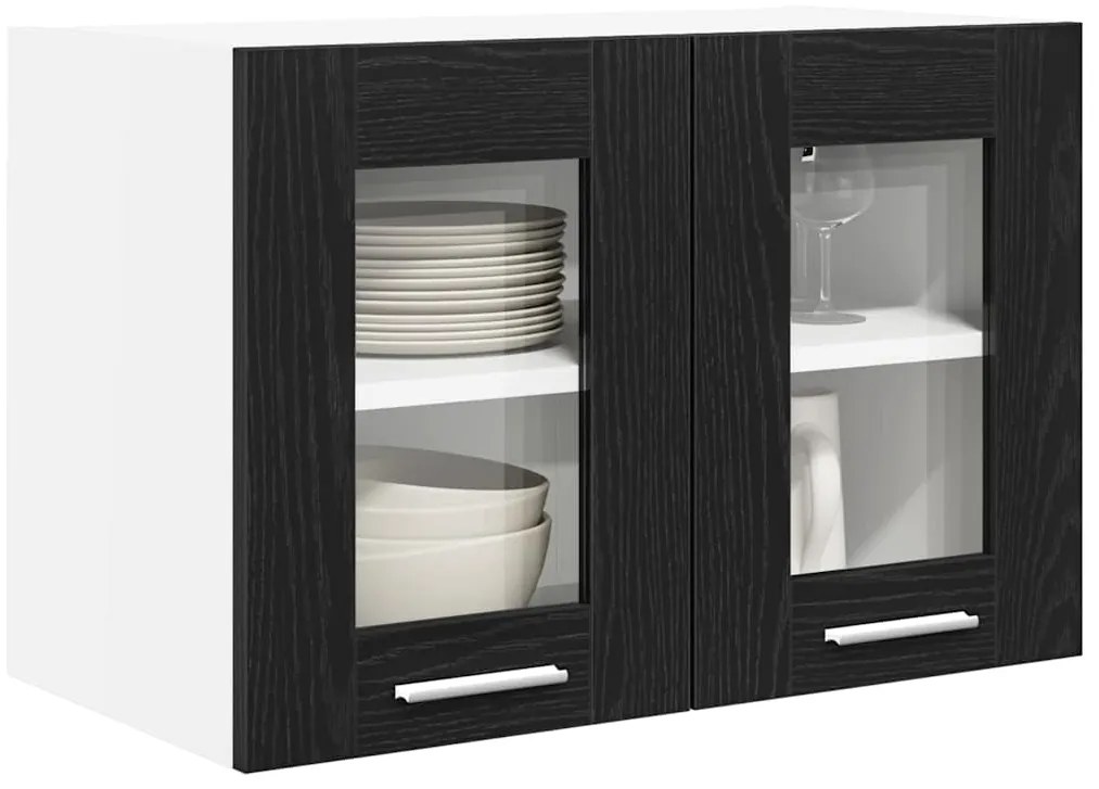 vidaXL Κρεμαστό ντουλάπι με πόρτα 2 pcs Μαύρη Οξυά 60 x 31 x 40 εκ