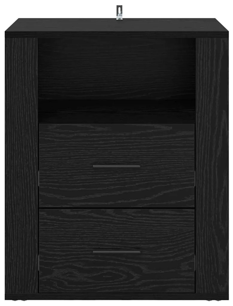 vidaXL Κομοδίνο Μαύρη δρυς 50 x 36 x 60 εκ Επεξεργασμένο ξύλο