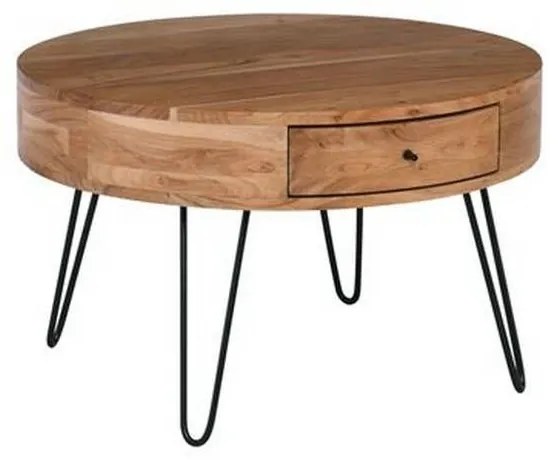 Τραπέζι Σαλονιού Karim Acacia Natural/Black ΕΑ7077 Φ70x42cm Metal,Wood