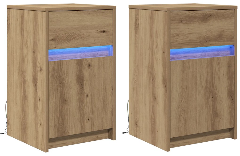 vidaXL LED Κρεβατάκι Ντουλάπα 2 pcs artisan δρυς 38 x 34 x 61 εκ.