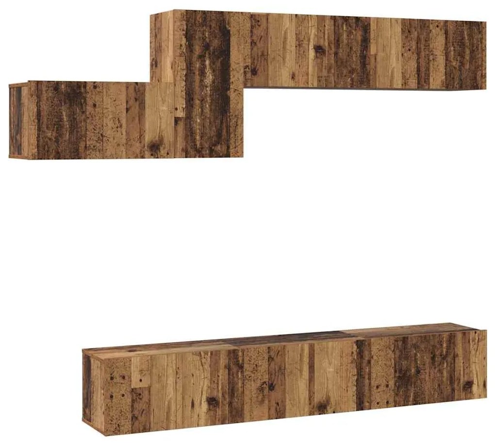 vidaXL Σετ επίπλου τηλεόρασης 7 pcs Παλαιό ξύλο 60 x 30 x 30 cm