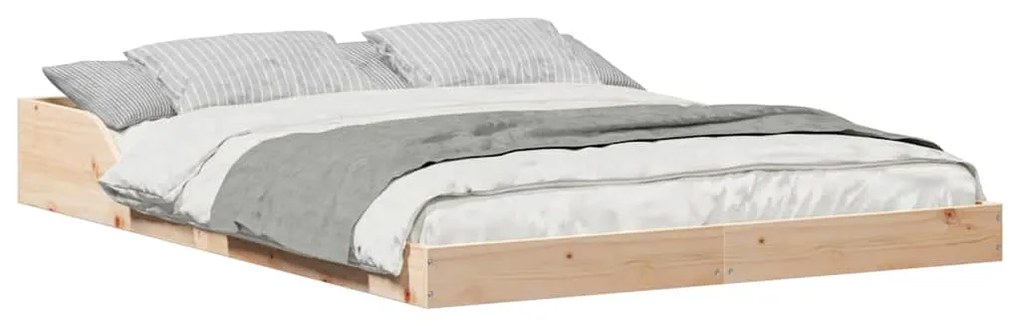 vidaXL Σκελετός Κρεβατιού Καφέ 135 x 190 cm Στερεά ξυλεία πεύκου