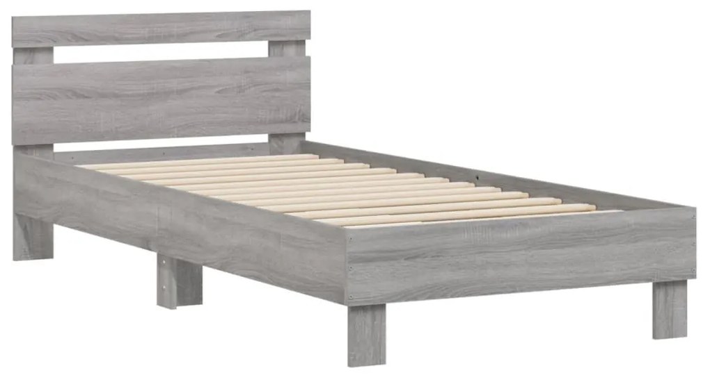 vidaXL Πλαίσιο Κρεβατιού με Κεφαλάρι Γκρι Sonoma 75x190 εκ. Επεξ. Ξύλο