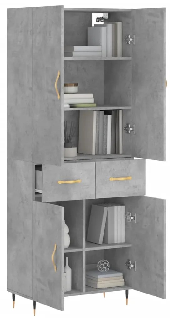 vidaXL Ντουλάπι Γκρι Σκυροδέματος 69,5x34x180 εκ. Επεξεργασμένο Ξύλο