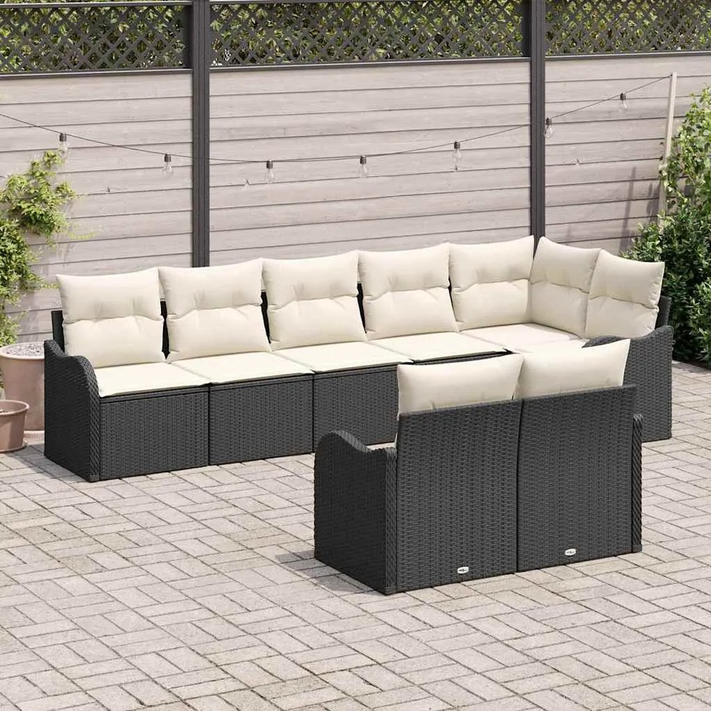 vidaXL Σετ Καναπέ Κήπου με μαξιλάρι 8 pcs Μαύρο Πολυ ράταν