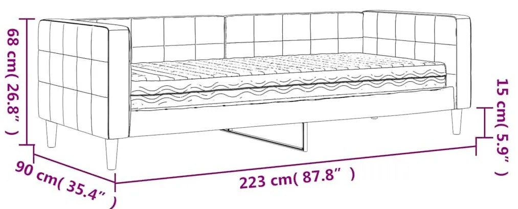 Καναπέ Κρεβάτι με Στρώμα Σκούρο Γκρι 80 x 200 εκ. Βελούδινος - Γκρι