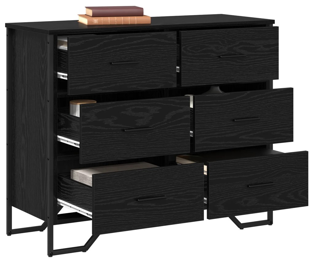 vidaXL Κομοδίνο Μαύρης Βελανιδιάς 91x35.5x74.5 εκ Επεξεργασμένο Ξύλο