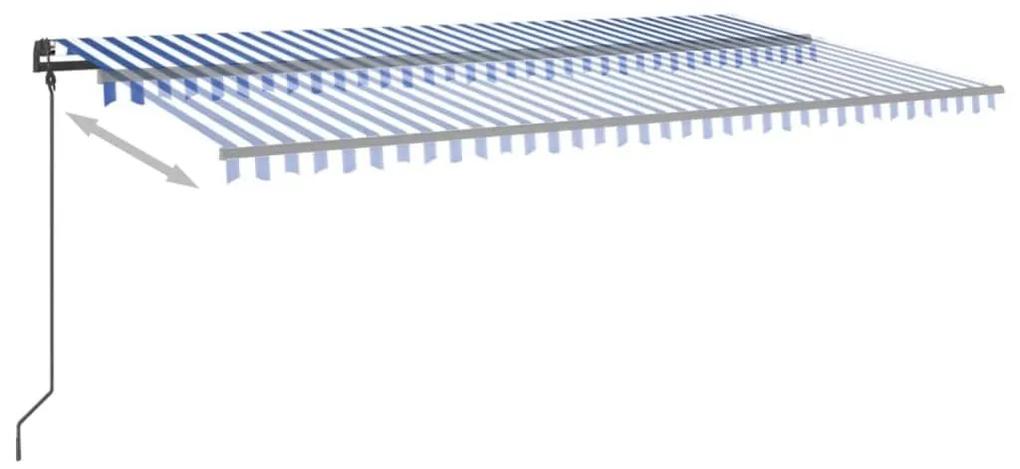 Τέντα Συρόμενη Αυτόματη με Στύλους Μπλε / Λευκό 6 x 3 μ. - Μπλε