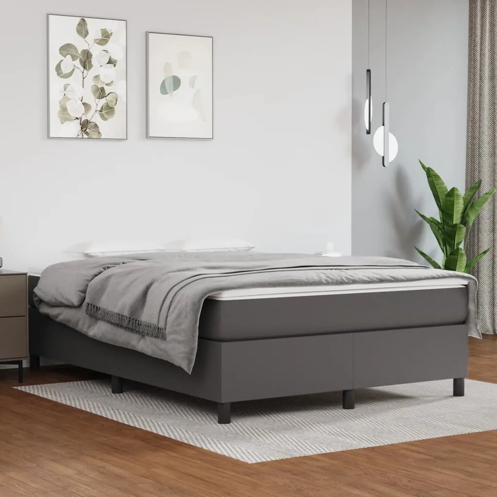 vidaXL Πλαίσιο Κρεβατιού Boxspring Γκρι 140x190 εκ. Συνθετικό Δέρμα