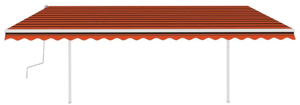 vidaXL Τέντα Συρόμενη Χειροκίνητη με Στύλους Πορτοκαλί / Καφέ 5x3,5 μ.