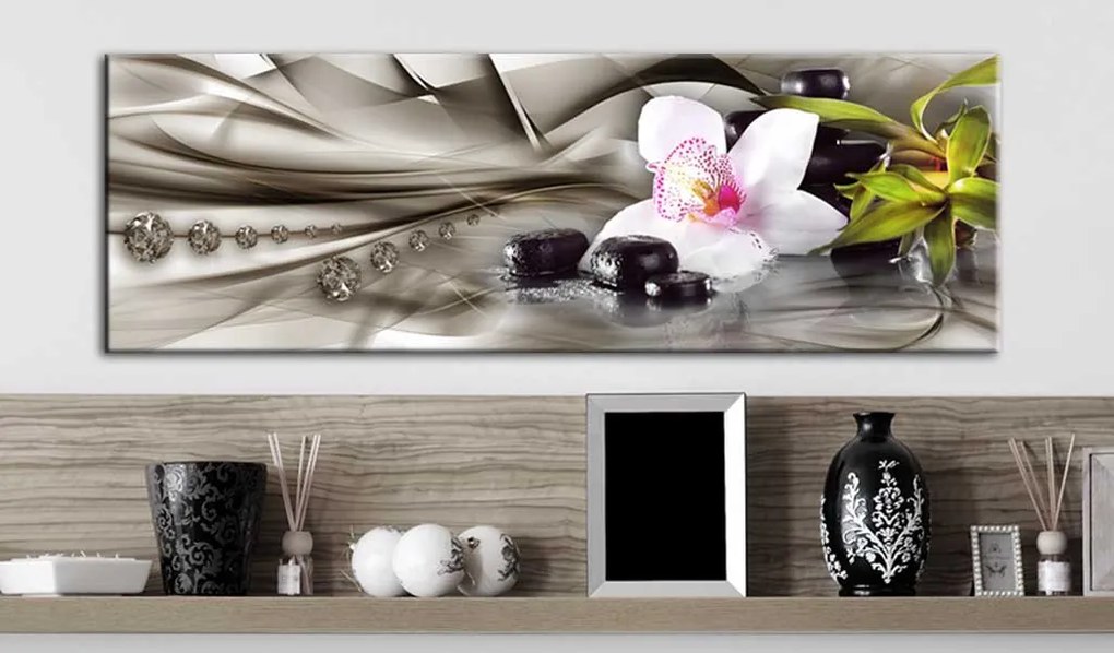 Πίνακας - Zen composition: orchid, bamboo and stones - 120x40