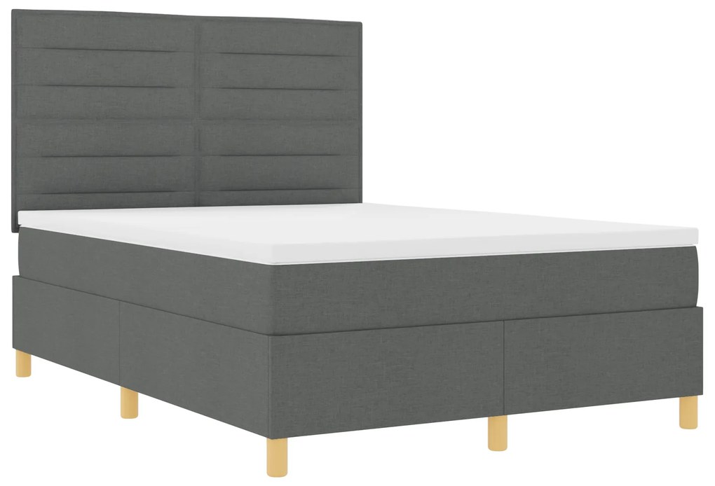 vidaXL Κρεβάτι Κουτιού με Στρώμα Σκούρο Γκρι 160x200 cm Ύφασμα