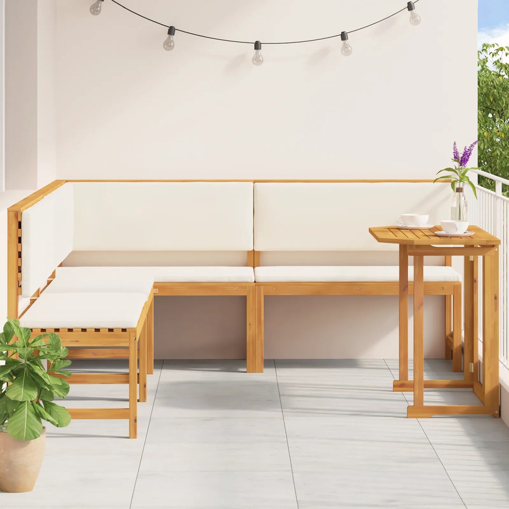 vidaXL Σετ Παγκάκι Κήπου 4 pcs Καφέ Μασίφ ξύλο ακακίας