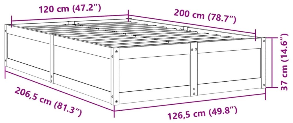 Σκελετός Κρεβ. Χωρίς Στρώμα Λευκό 120x200 εκ Μασίφ Πεύκο - Λευκό