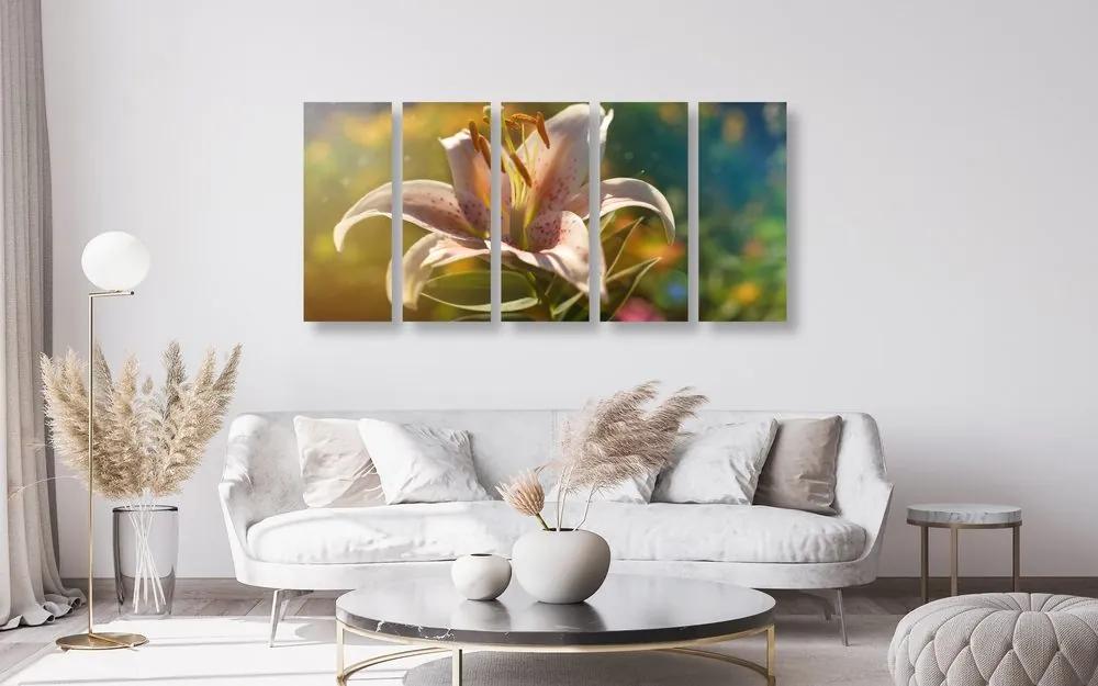 Εικόνα 5 μερών ενός όμορφου λουλουδιού με ρετρό πινελιά - 100x50