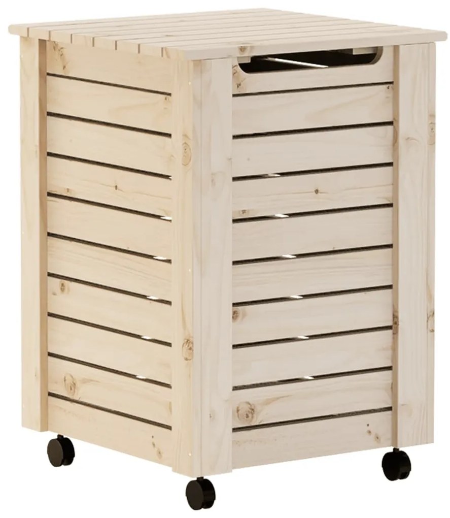 vidaXL Καλάθι Άπλυτων με Τροχούς RANA 45x45x64εκ. Μασίφ Ξύλο Πεύκου