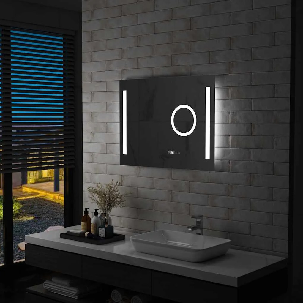 vidaXL Καθρέφτης Μπάνιου Τοίχου με LED/Αισθητήρα Κίνησης 80 x 60 εκ.