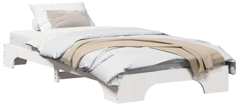 vidaXL Σκελετός Κρεβατιού Λευκό 75 x 190 cm Στερεά ξυλεία πεύκου